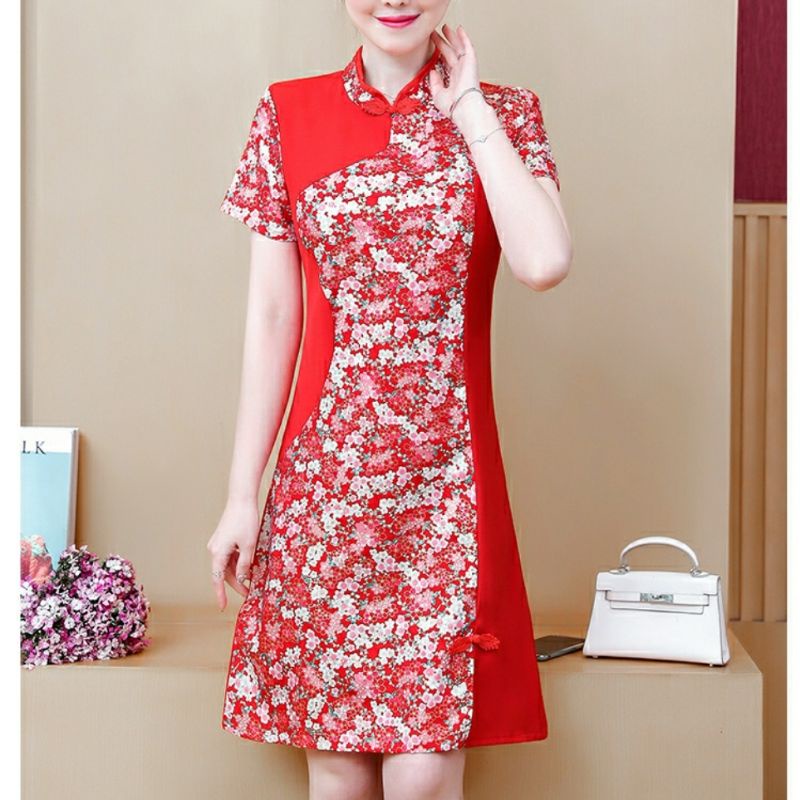 MDLV ~ 0993# CNY Adeniums Cheongsam Dress Imlek Sincia Import