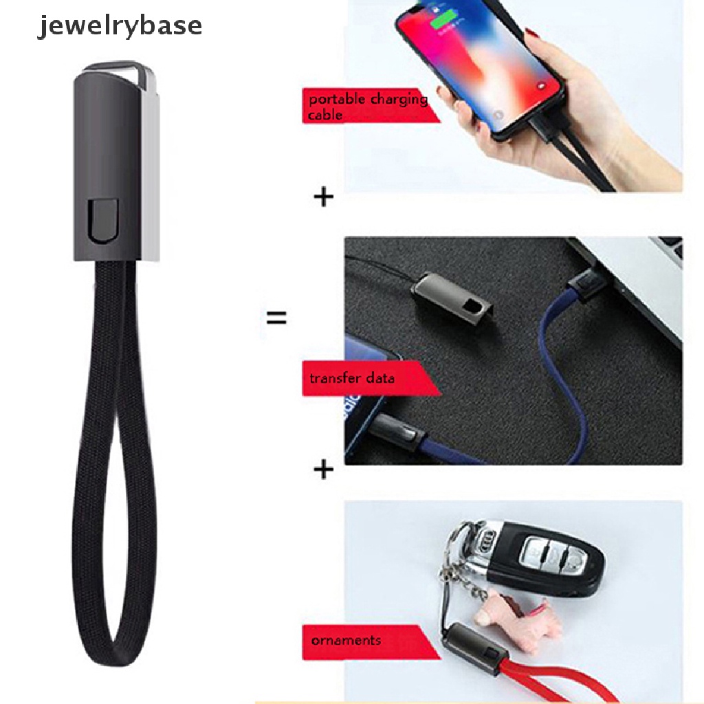 Jewelrybase Gantungan Kunci Kabel Charger Micro USB Tipe C Fast Charging Untuk iPhone / Samsung