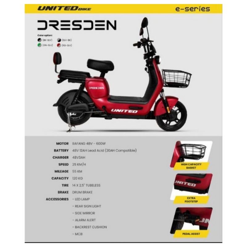 PROMO GRATIS ONGKIR Sepeda Listrik UNITED DRESDEN Electric E Bike 600 Watt