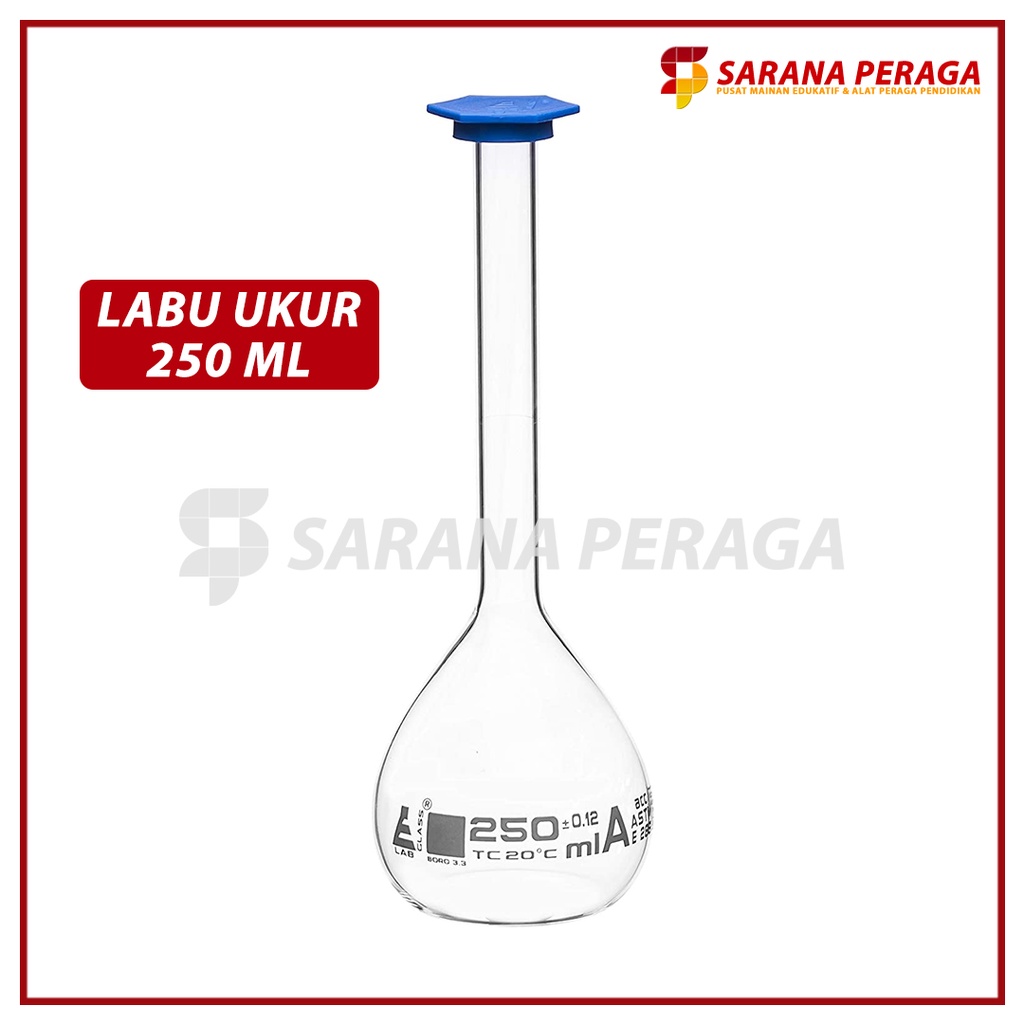 SaranaPeraga - Labu Takar / Labu Ukur 250 ML Kaca - Alat Peraga Laboratorium Kimia