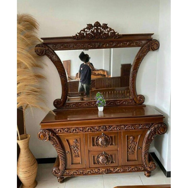 bufet lengkung dan cermin / bufet cermin / bupet kaca cermin / pujanggamebel