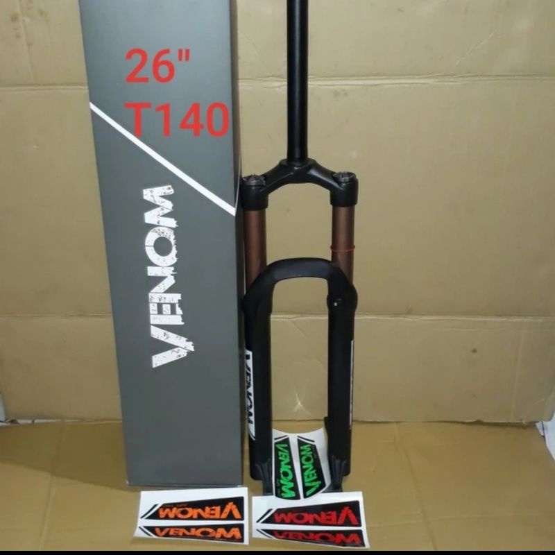 Fork Venom Air Sepeda Mtb 26 dan 27.5  Fork Venom Angin With Lock T140 Discbrake