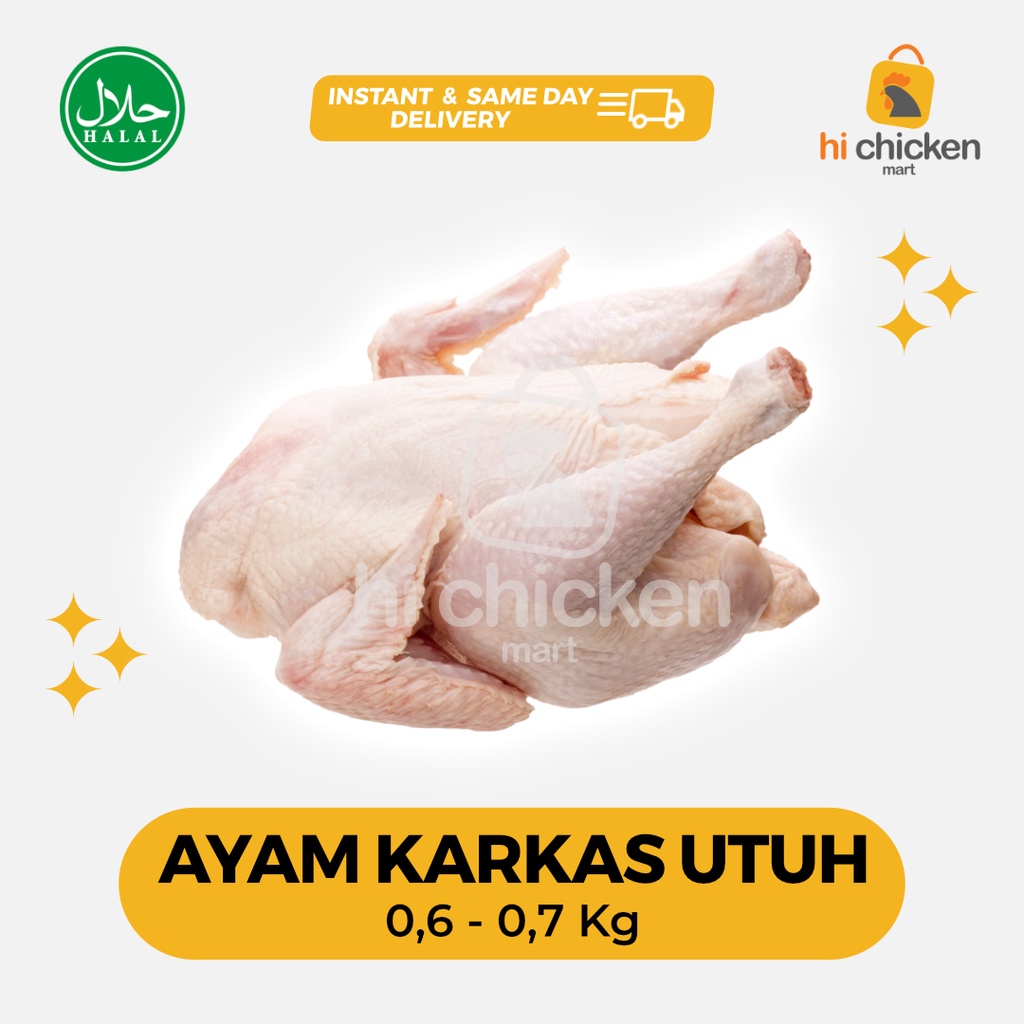 

Ayam Karkas Broiler / Ayam Potong Utuh 600 - 700 Gram / 0.6 - 0.7 Kg (Ayam Segar Frozen)