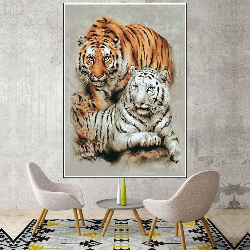 Hiasan Dinding Poster Gambar Harimau Xtra Jumbo Besar Best seller Ukuran 100x70cm 150x100cm 200x100c
