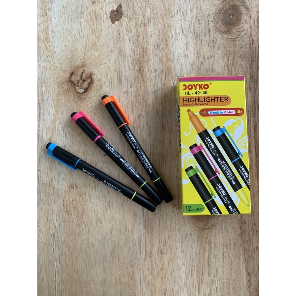 Stabilo 2 sisi warna Joyko / Pulpen Pena Sorot / Highlighter / Penanda Warna Pastel Set Lucu
