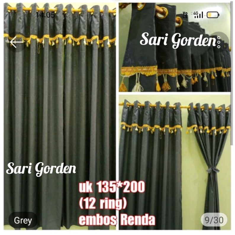 Gorden Pintu Kamar Model Poni Tempel Smokring Renda Manik Kristal Bahan Katun Halus Dan Lembut