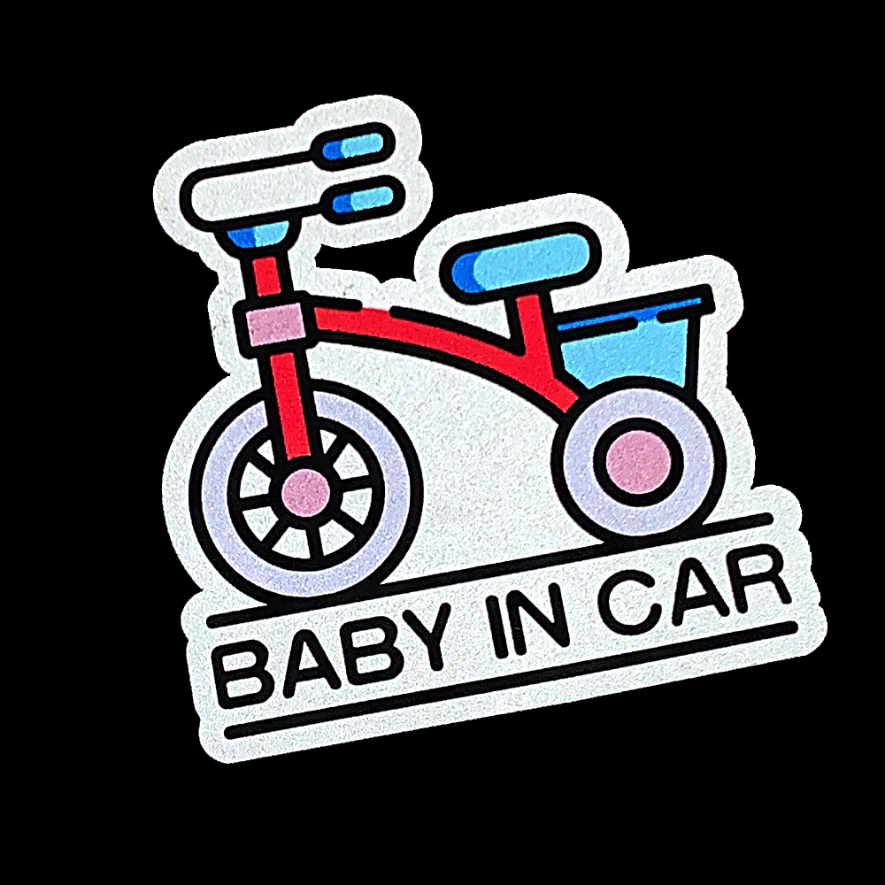 BABY IN CAR Stiker Mobil Reflektif Stiker Peringatan Tips Stiker Kaca Depan Jendela Decal Tahan Air Decal Sepeda Motor Sepeda Motor