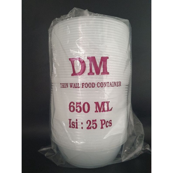 DM Thinwall 650ml Round Mangkok Bowl 25 pcs
