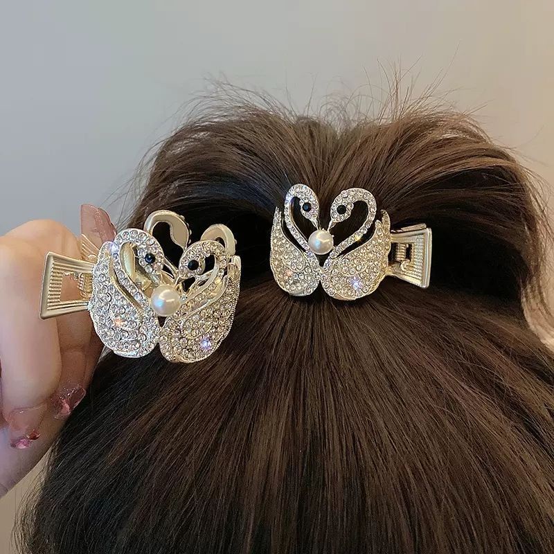 Aksesoris Jepit Rambut Ponytail Bahan Alloy Aksen Mutiara Berlian Imitasi Gaya Korea Untuk Wanita