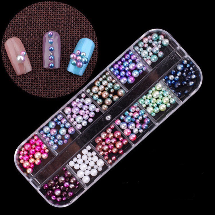 Diy Kristal AB Bening Rhinestones Mix Multi-Ukuran Manikur Kuku Kuku Batu Permata Mutiara Hiasan Nail Art Dekorasi Nail Art