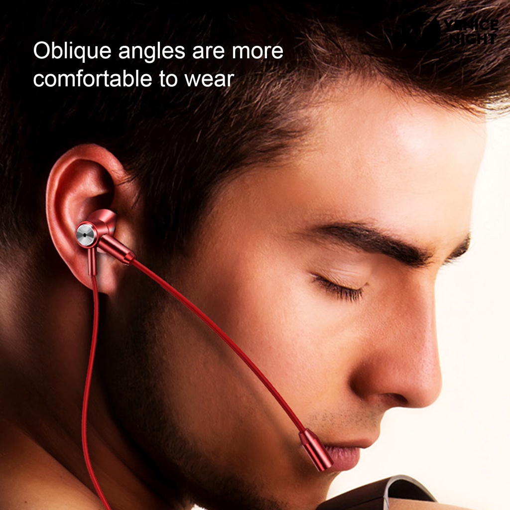 (VNEP) (Berkabel) Earphone Ergonomis Dual Mikrofon Stereo Universal L-Shaped Plug Metal Earphone untuk Gaming