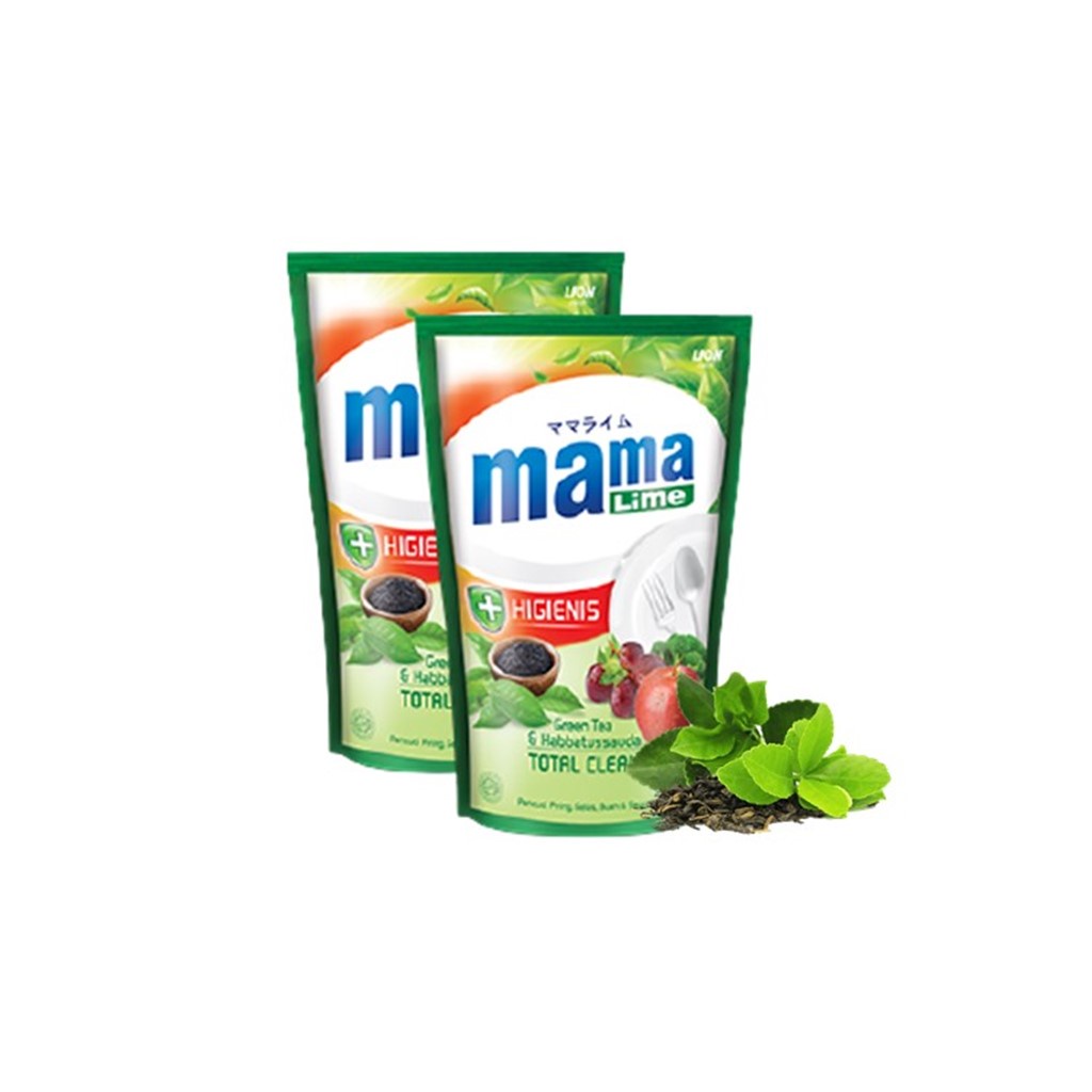 Mama Lime Sabun Cuci Piring Green Tea Pouch 680 ml x2