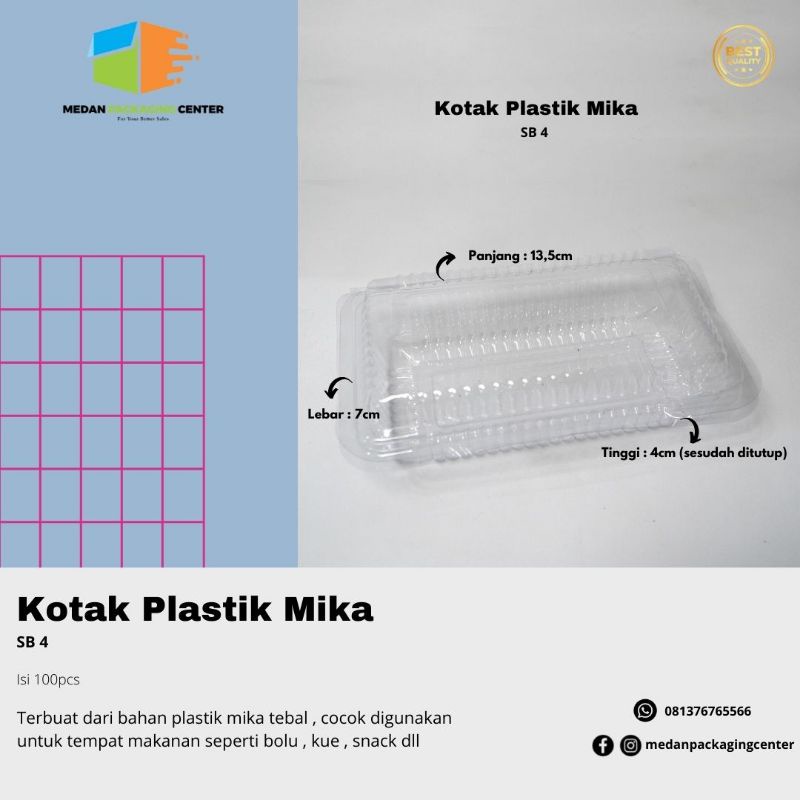 Kotak Plastik Mika / kotak snack / kotak kue SB 4 isi 100pcs