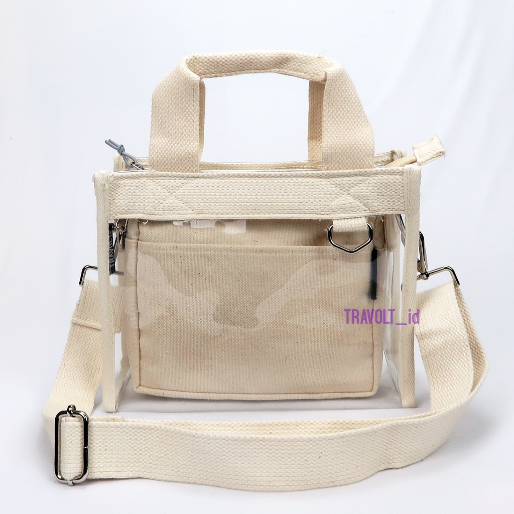 Tas Selempang Transparan Resleting - Travolt - Sling bag pouch - Tas PVC Mika tebal - Tas Konser KPOP - Hand bag Tas Selempang - Gyeong