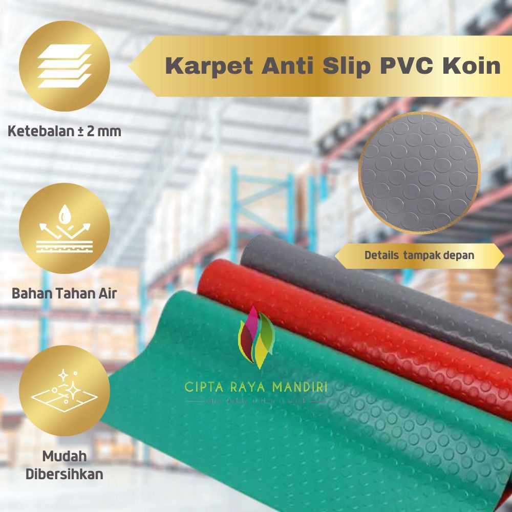 Karpet Koin Meteran Anti Slip 50 x 120 Karpet PVC Koin Karpet Vinyl Coin