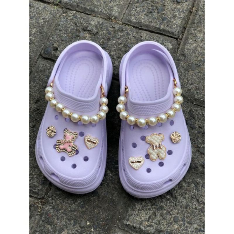 SANDAL FASHION ANAK BAE MUTIARA CLOG FREE JIBBITZ