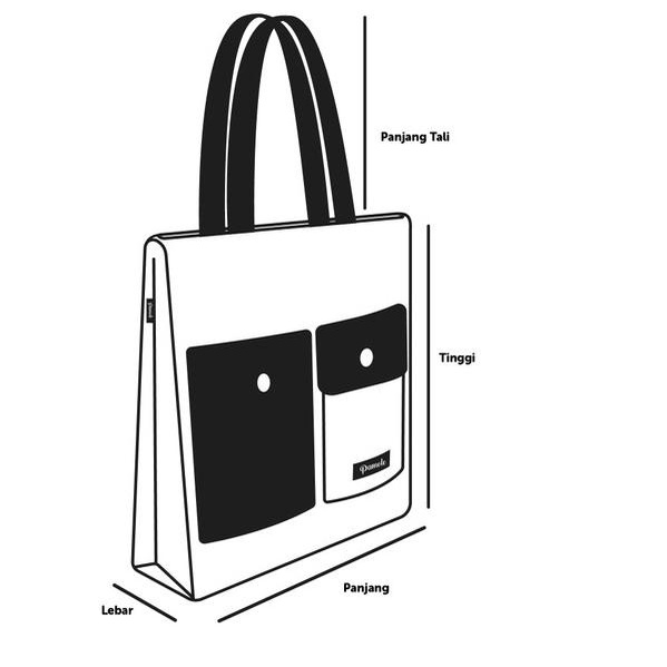 Pamole - Polkadot Tote Bag Kekinian Bahan Kanvas Penutup Resleting