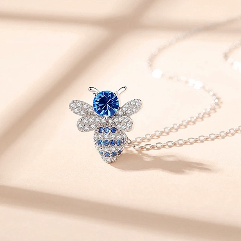 Fancyqube Kalung Dengan Liontin Bentuk Lebah Madu Bahan Cubic Zirconia Untuk Wanita