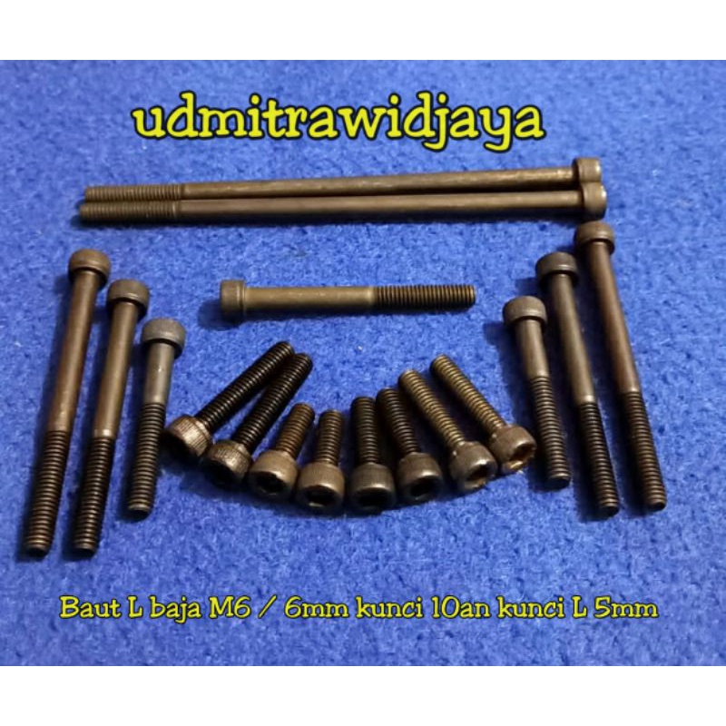 Baut L kunci 10 baut L baja 8.8 baut kunci L 5mm panjang 1cm 2cm 3cm 4cm 5cm 6cm 7cm baut L botol M6 6mm kunci 10an 10mm baut rak susun baut pagar stainless baut kanopi panjang baut grade 12.9 baut cup L 12.9 baut baja m6x130