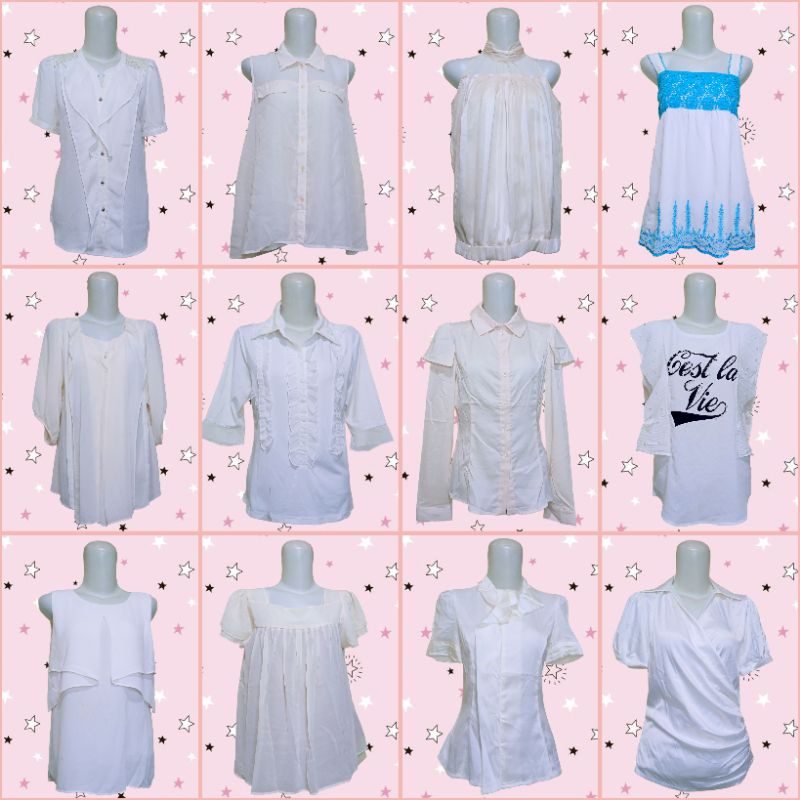 November C: Kemeja & Blouse Putih, Warm White, Putih Tulang, Brokat