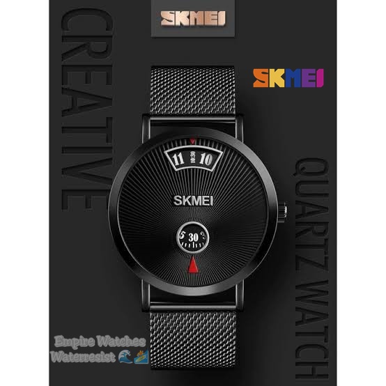 Jam Tangan Skmei 1489 Pria Wanita Rantai Stainless Analog Original Waterproof