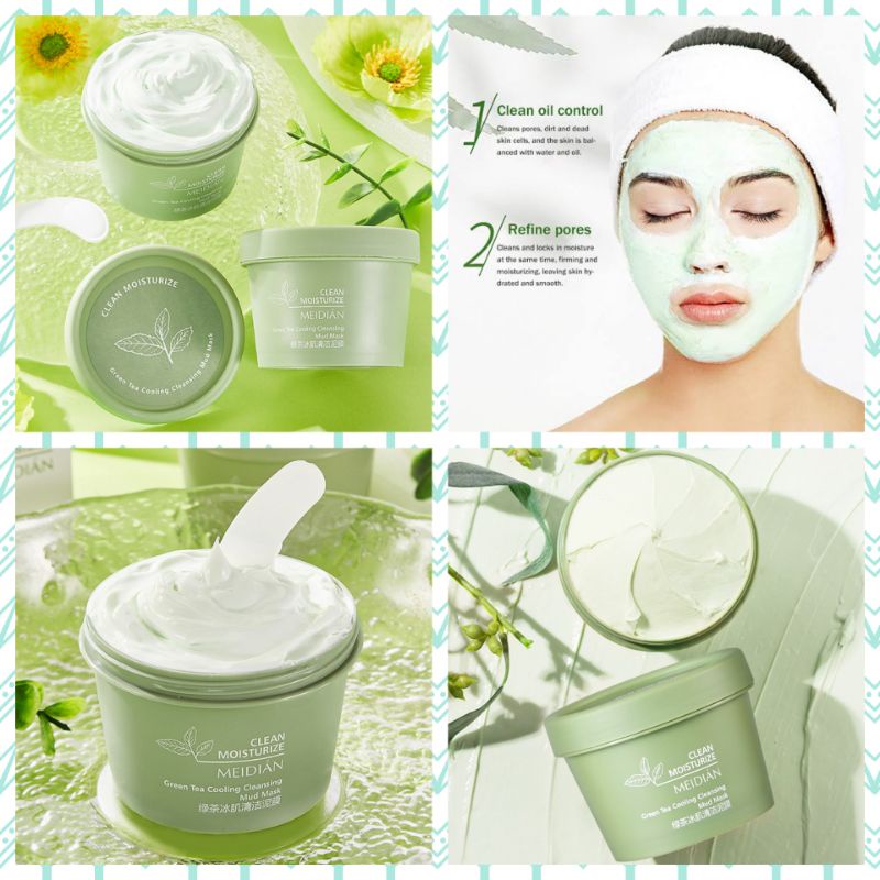 MEIDIAN Original Green Tea Cooling Cleansing Mud Mask Masker Lumpur Teh Hijau