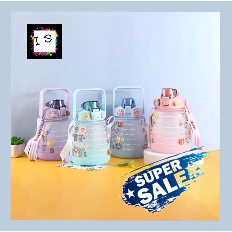 BOTOL AIR MINUM GEMOY RAINBOW FULL DOFF ORIGINAL 1400ML / Botol MINUM Free STICKER 3D DAN 2D Packing Free Bubble