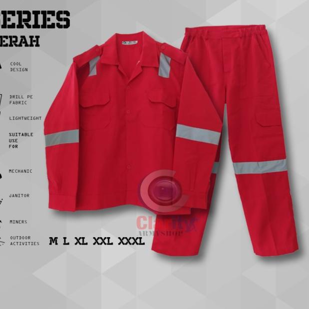 Wearpack Safety Setelan Scotchlite/Wearpack Potongan/Werpak Skotlet - Merah, L