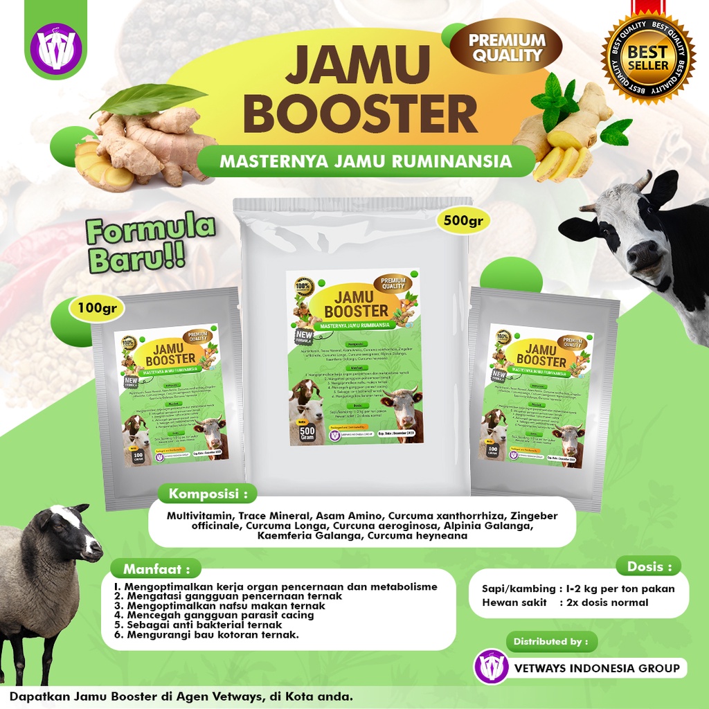 JAMU SAPI 500 gr - JAMU BOOSTER PREMIUM QUALITY 500 gr - JAMU MENINGKATKAN NAFSU MAKAN SAPI KAMBING DOMBA