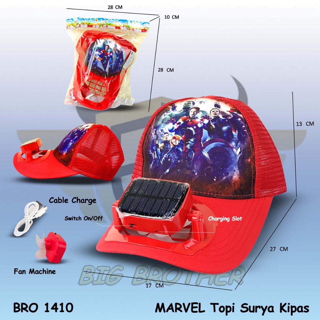 Topi Anak Kipas Tenaga Matahari Surya Solar Tanpa Baterai Charger Cas BIGBROTHER