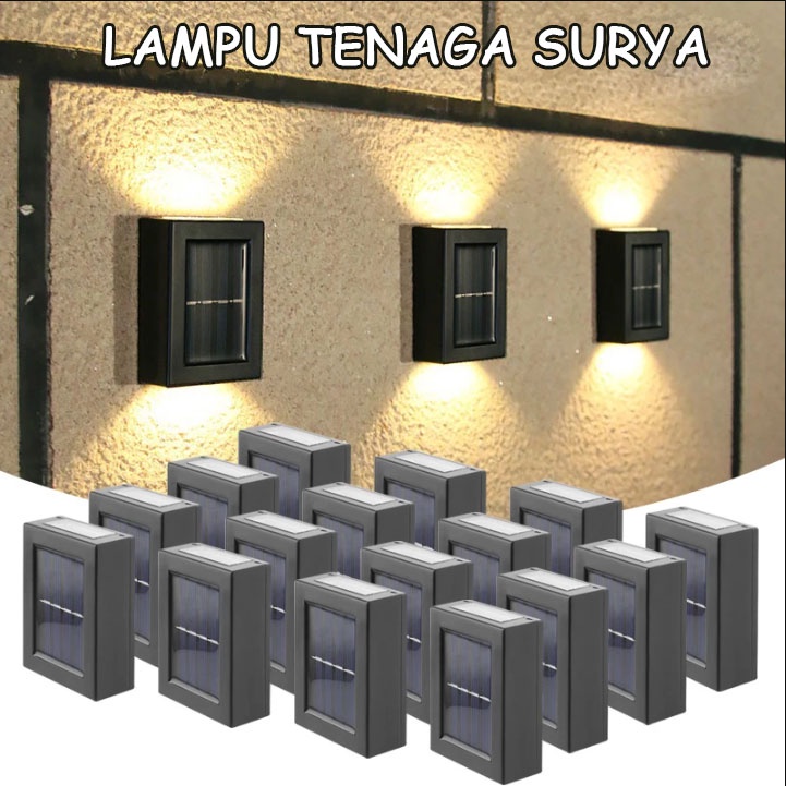 ANBOLT LAMPU TENAGA SURYA Lampu Solar Outdoor Minimalis Led Wall Ligh 2 LED Lampu kuning terpasang di pagar untuk menambah keindahan