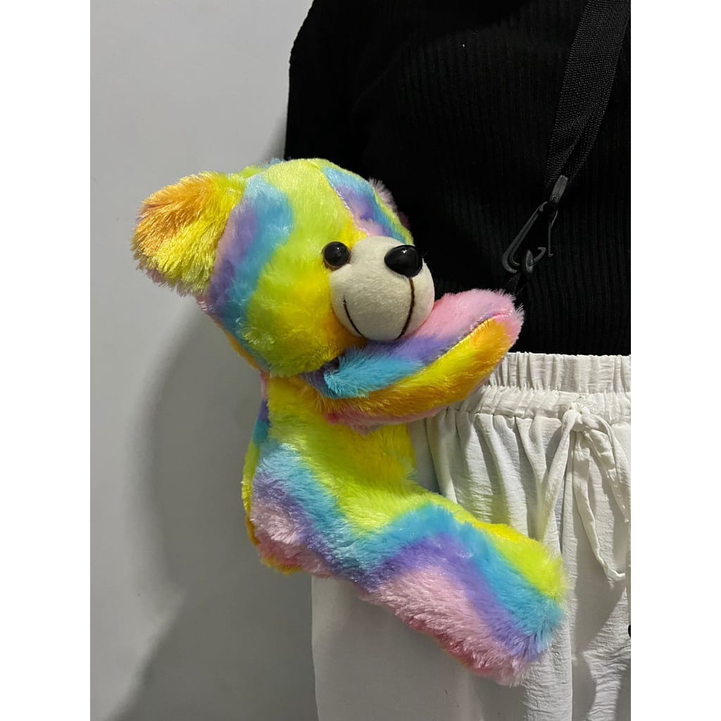 Tas Selempang Bulu Tas Bahu Boneka Kepala Beruang Fluffy Fur Bag Teddy Bear viral 2022