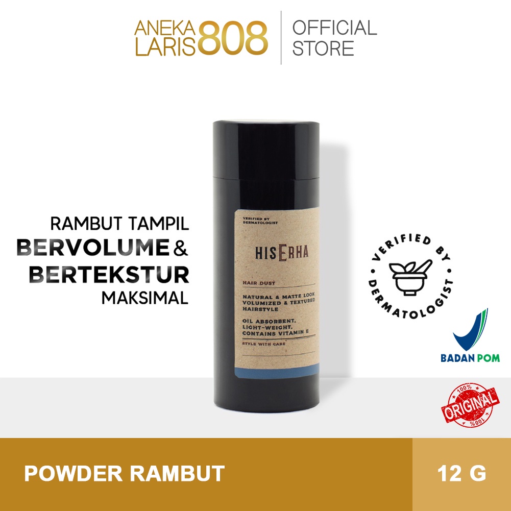 Jual HISERHA Hair Dust 12g Powder Rambut Pria Volume dengan Vitamin E