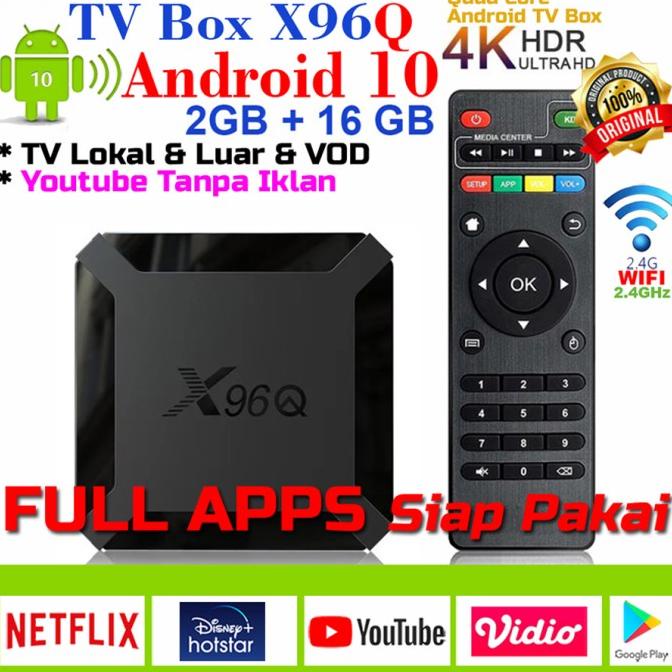 JUAL Android TV Box Android 10 X96Q STB RAM 2GB ROM 16GB Quad Core 4K WIFI