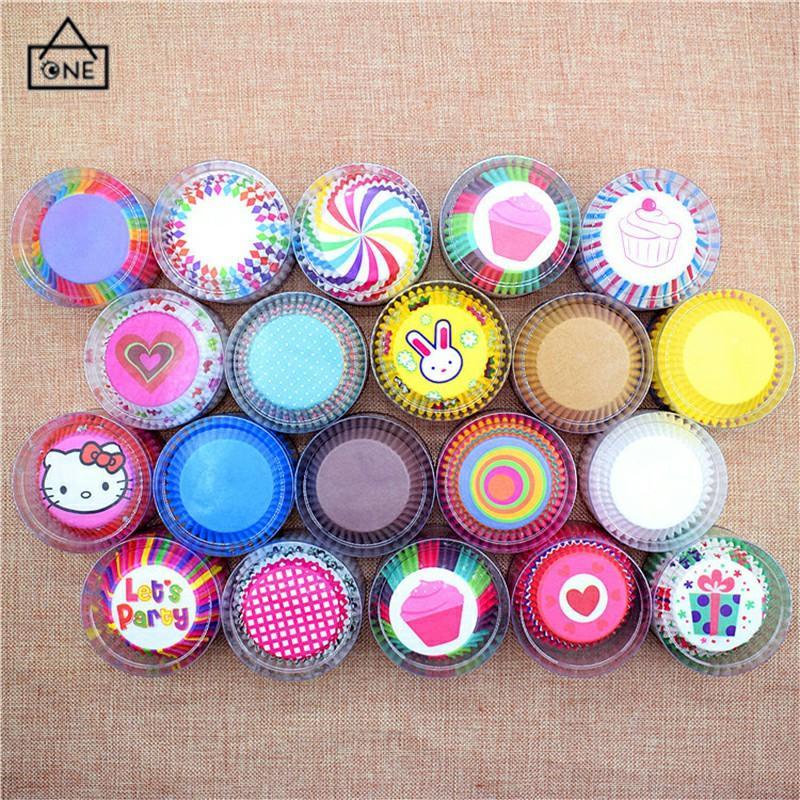 COD❤️100 Pcs Muffin Warna-warni Cupcake Kertas Cangkir Kue Kotak Kue Cup Case Cup Cake Kertas Kue-A.one