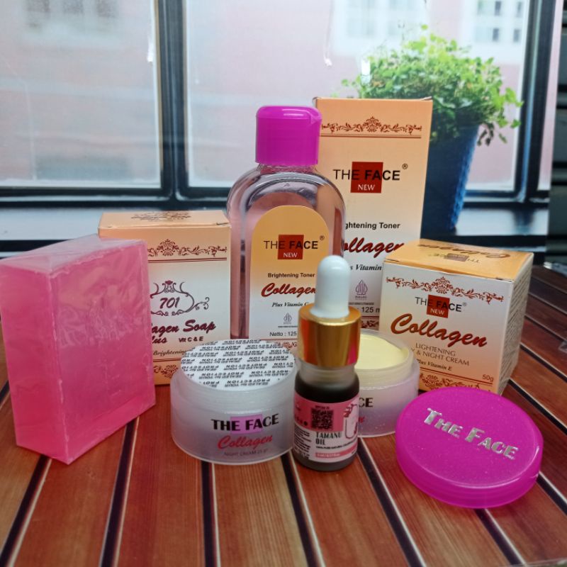 THE FACE COLLAGEN BPOM 6in1 plus tamanu perle//Sabun,Toner,Cream,Serum, Tamanu Oil Perle