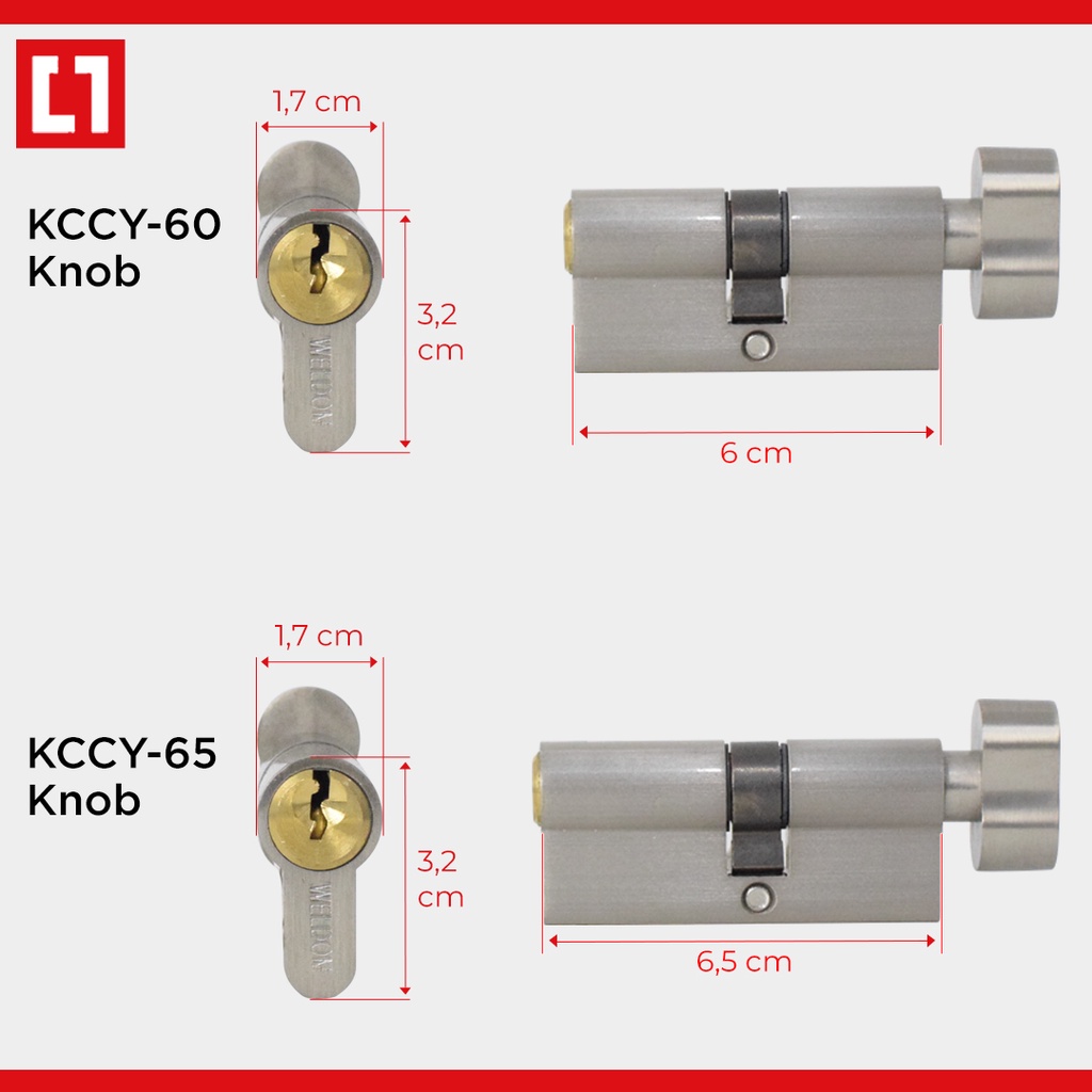 Kunci Silinder Pintu Besar Cylinder 60/65mm Kunci / Knob - Weldom