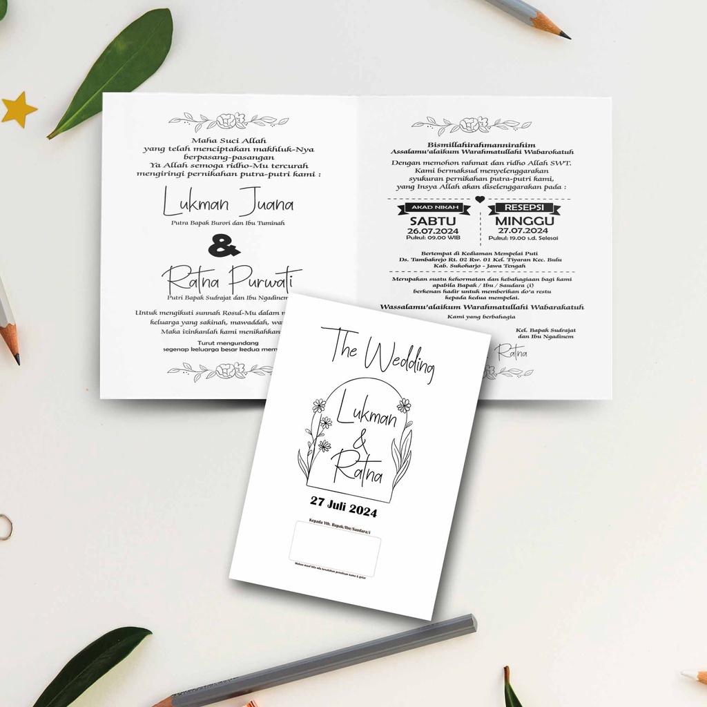 Undangan Nikah Aesthetic Unik Mewah Elegan Simple Minimalis Kekinian Invitation Wedding Card Hitam P