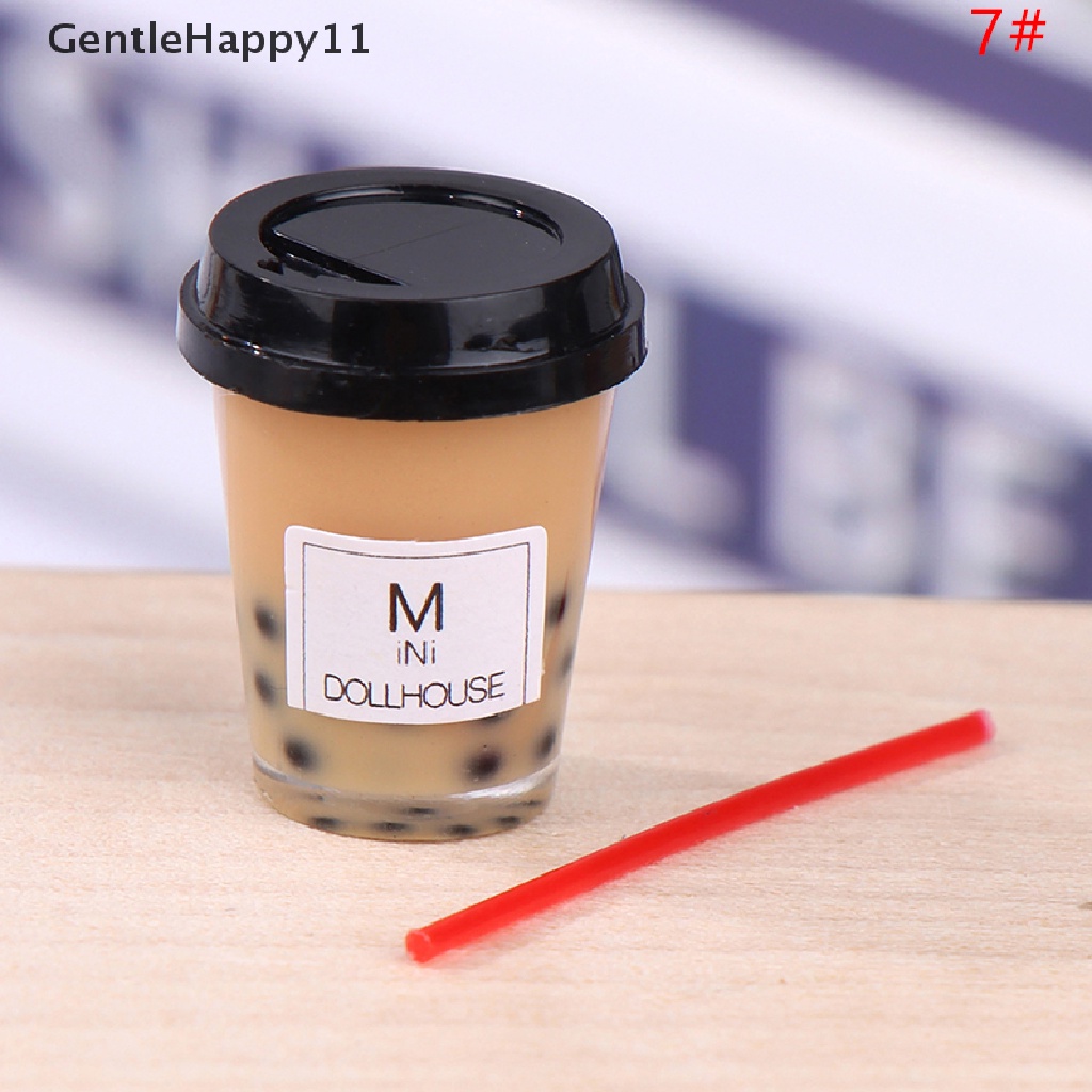 Gentlehappy Mainan Miniatur Gelas Minuman Kopi / Pearl Milk Tea / Sedotan Skala 1: 12 Untuk Dekorasi Rumah Boneka