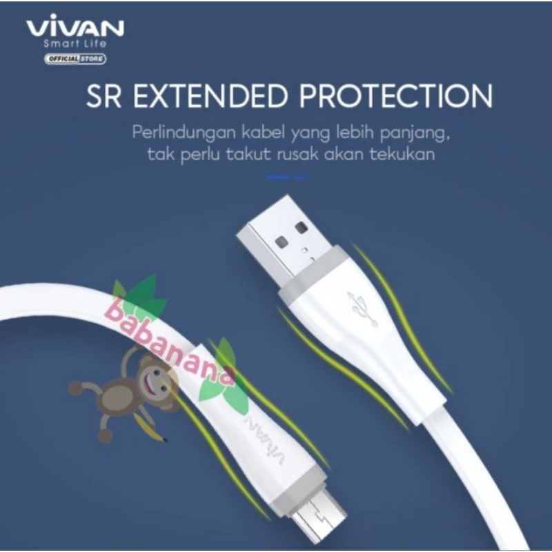 Vivan Kabel USB to Micro USB 2.0A Fast Charge SM30S 30cm cable casan
