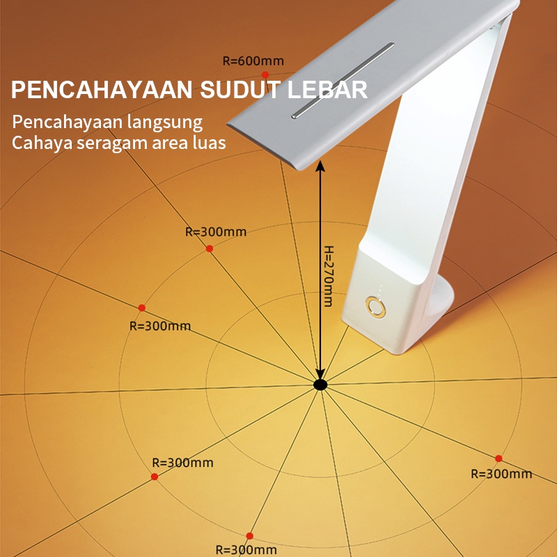 Abeni Lampu Belajar LED Meja Baca Light Pengisian Daya Lipat Portabel Dapat Disentuh Cahaya Anti-biru