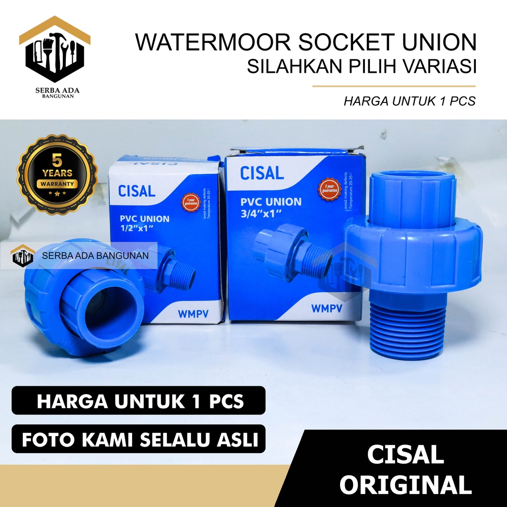 WATERMUR WATERMOOR POLOS PVC 1 - 1/2 - 3/4 INCH  WATER UNION SOCKET SAMBUNGAN DRAT PIPA