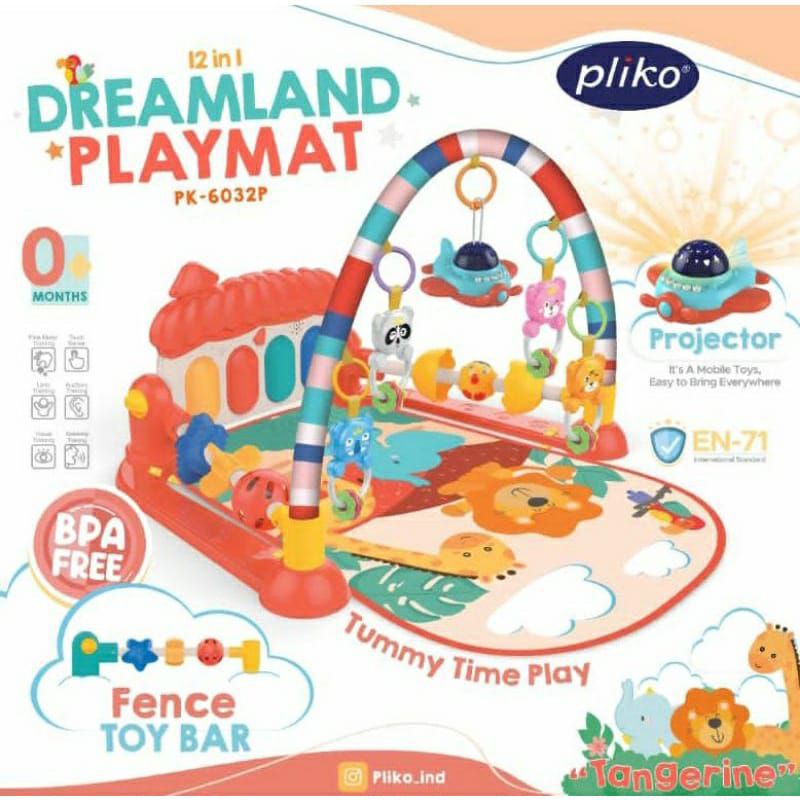 [FREE BUBLEWRAP] TERMURAH PLIKO BABY PLAYMAT PIANO DAN PROYEKTOR 12 IN 1 PK6302P | DINOLAND DAN DREA