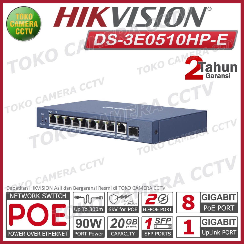 SWITCH POE 8 PORT GIGABIT HIKVISION DS-3E0510HP-E HIGH POWER