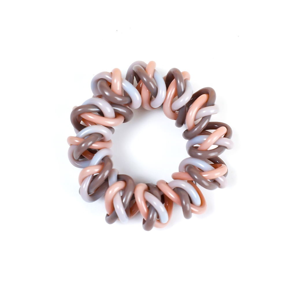 Ikat Rambut Elastis Model Kabel Telepon Spiral Bahan Resin Warna-Warni