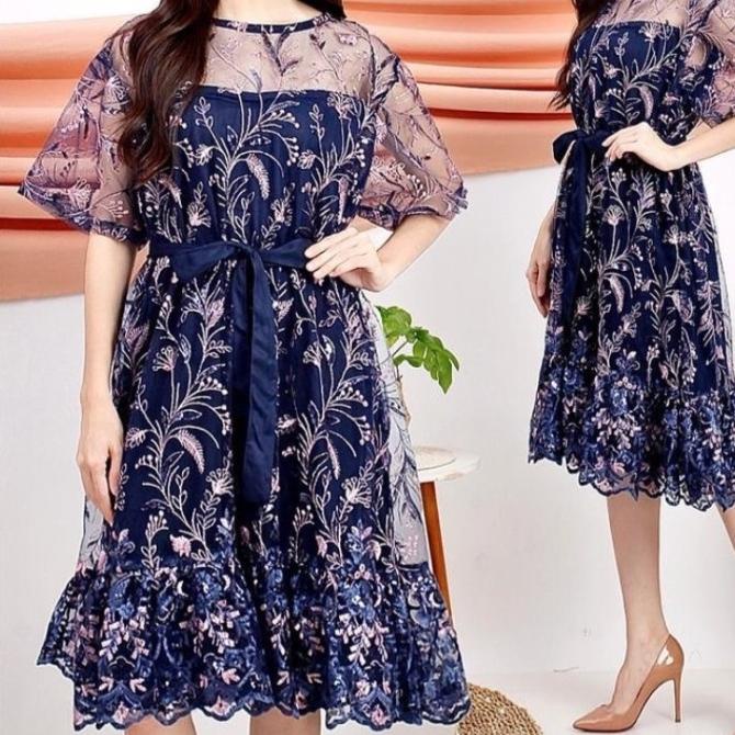 DRESS BROKAT/DRESS TILE BROKAT/DRESS JUMBO/DRESS BIGSIZE/BAJU NATAL/48 CDVS4654S