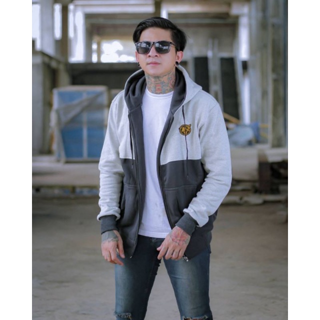 Jaket Sweater Hoodie Zipper Resletting Pria 2D Warna Original Distro Premium