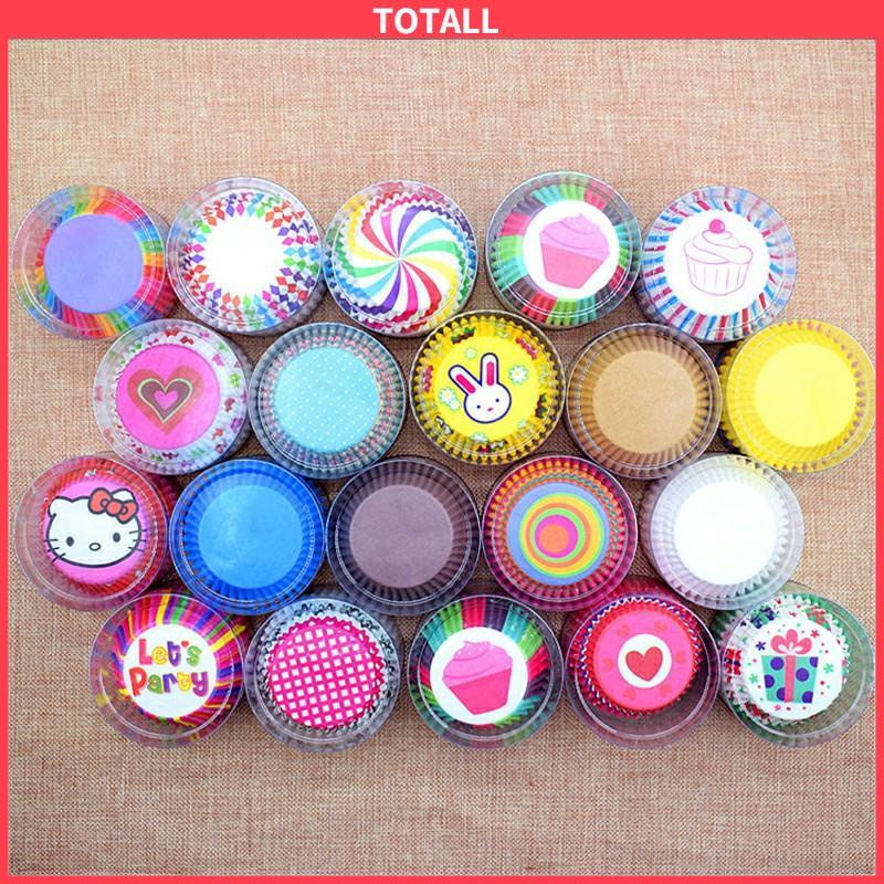 COD 100 Pcs Muffin Warna-warni Cupcake Kertas Cangkir Kue Kotak Kue Cup Case Cup Cake Kertas Kue-Totall