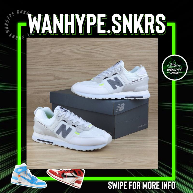 Sepatu  NB New Balance 574 ML574IDE  White Grey Size 36 - 44