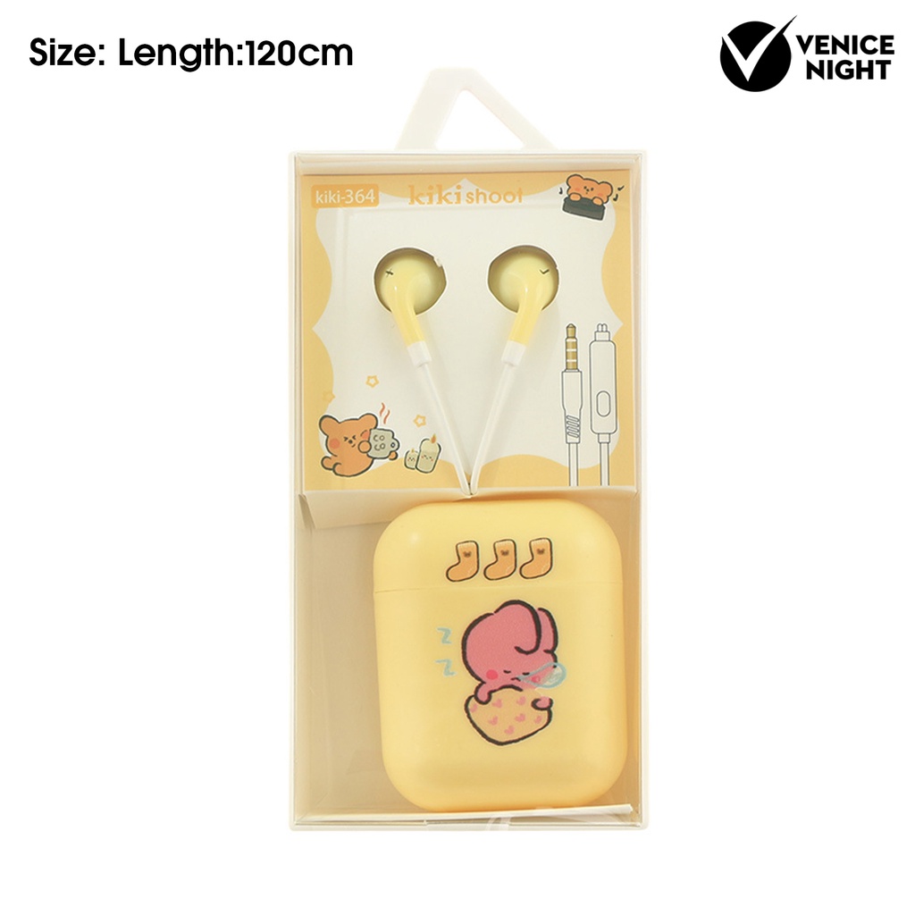 (VNEP) (Berkabel) Earbud High Fidelity HD-kompatibel Calling Kids Cartoon 3.5mm Stereo in Ear Earbud dengan Aksesori Audio Mikrofon